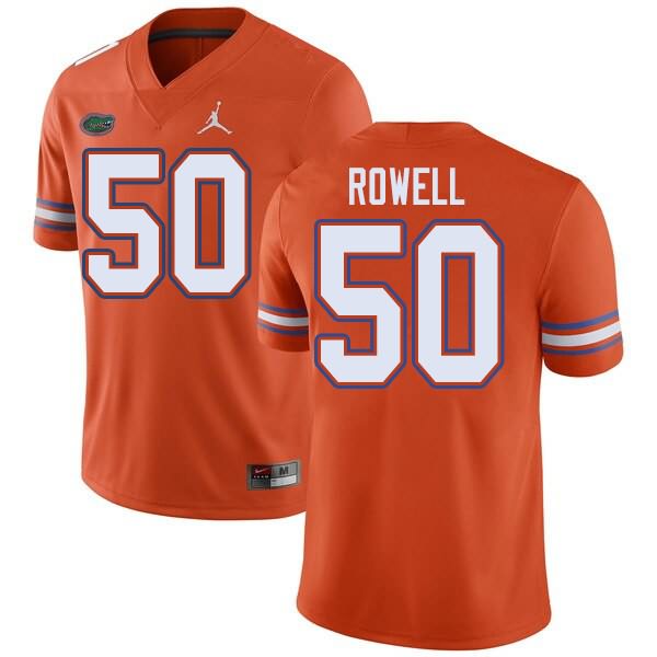 Men's NCAA Florida Gators Tanner Rowell #50 Stitched Authentic Jordan Brand Orange College Football Jersey CJL6065XN